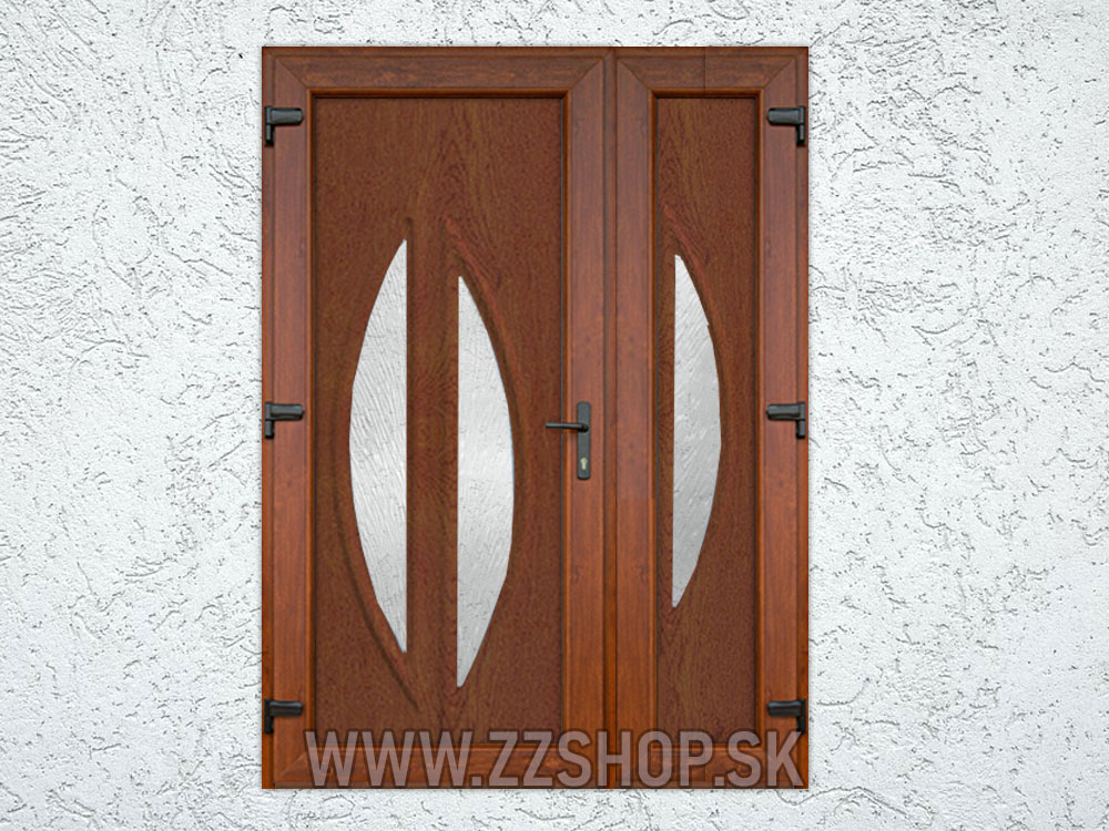 Vchodové dvojkrídlové dvere zlatý dub King DZD 140x200 cm ľavé